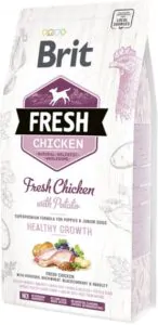 Сухий корм для цуценят та юніорів Brit Fresh Healthy Growth з куркою та картоплею